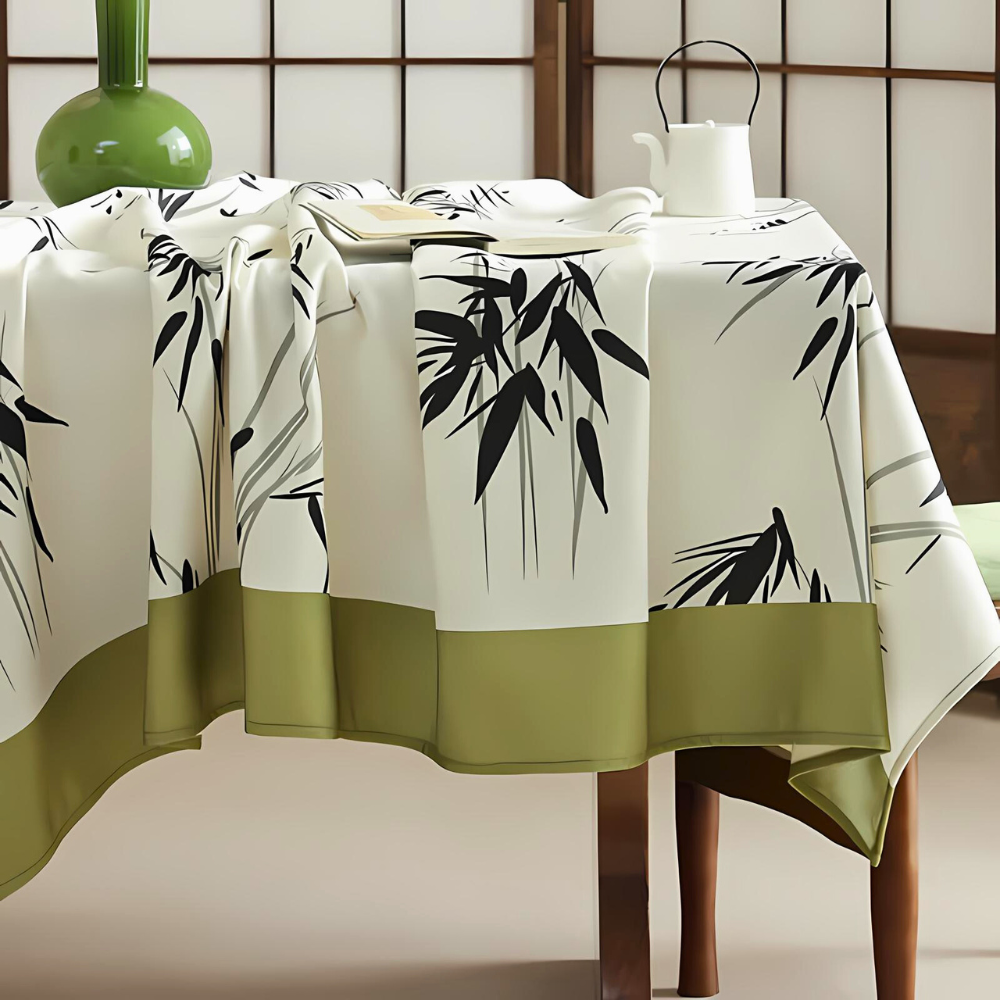 Elysian Zen Tablecloth - Durable Polyester, Bamboo-Inspired Design