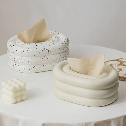 Caja para pañuelos Lustre - Cerámica de alta calidad, elegante diseño con anillo de viento