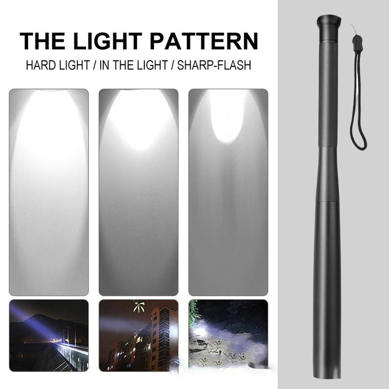 Linterna utilitaria | Antorcha LED estilo bate de béisbol con tres modos de iluminación | Diseño duradero para uso en emergencias