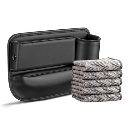 Car Seat Gap Organizer Faux Leather Storage Caddy with Charging Port for Center Console Driver Passenger Side Vehicle Accessories