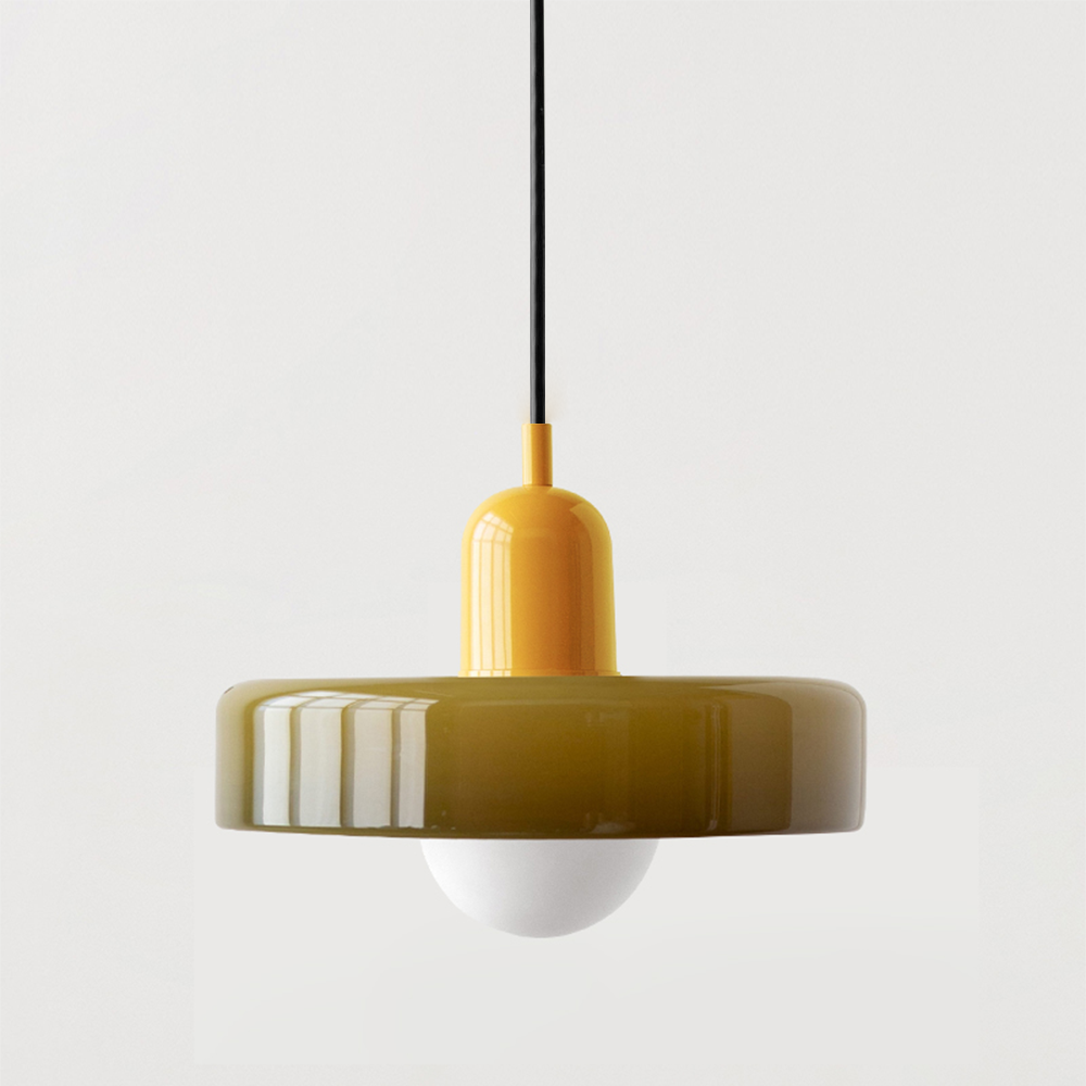 Handcrafted Art Glass Dome Pendant Light, Adjustable Modern Hanging Fixture for Dining Room Kitchen Island Living Room