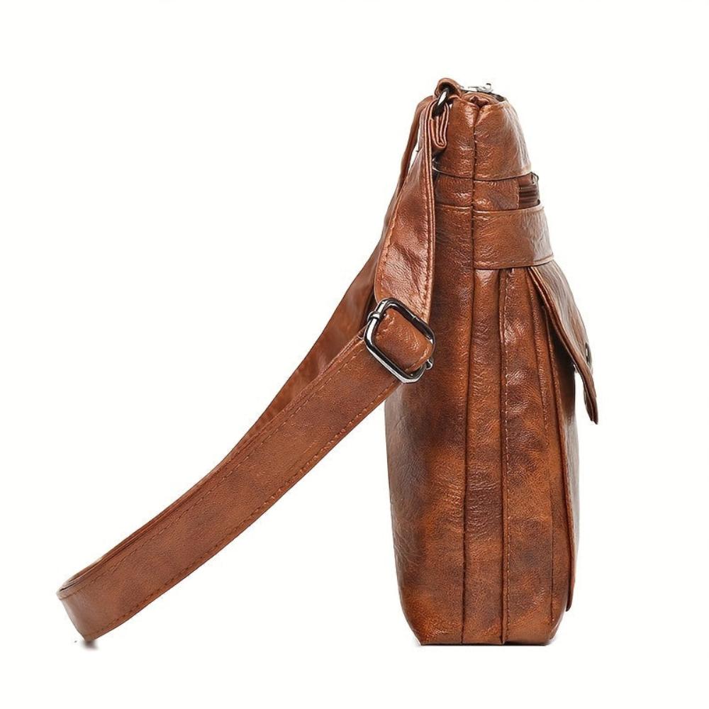 Retro Crossbody Purse – Compact Vegan Leather Shoulder Bag with Adjustable Strap for Women – Everyday Organizer Handbag
