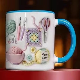 Ceramic Mug with Crafting Design for Coffee & Tea – Dishwasher Safe Mug for Makers & Hobbyists