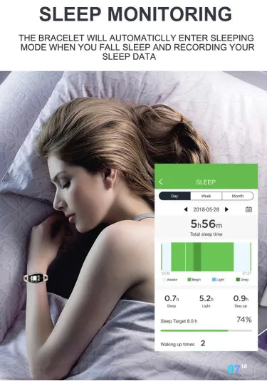 Rastreador de actividad física inteligente con monitor de frecuencia cardíaca y presión arterial para mujer