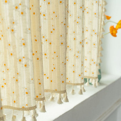 Cortina Opaline - Algodón y lino, estampado de margaritas beige