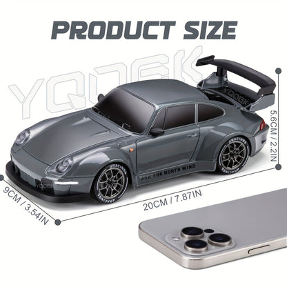 Mini Remote Control Drift Racer 4-Wheel Drive LED Glow Wheels 1:24 Scale Indoor Outdoor Track Racing Performance Car 2.4GHz Controller Recha