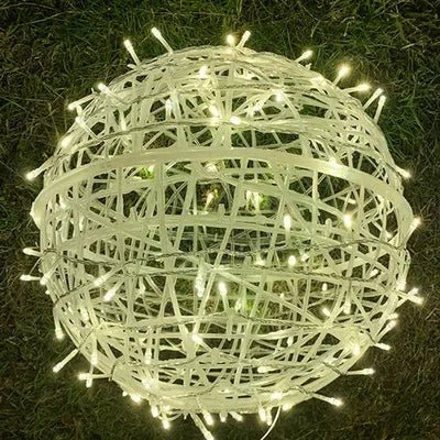 Esfera de luz LED tejida de 8 pulgadas, resistente a la intemperie, colgante para exteriores, ideal para patios, jardines, terrazas y fiestas, conectable, luz ambiental