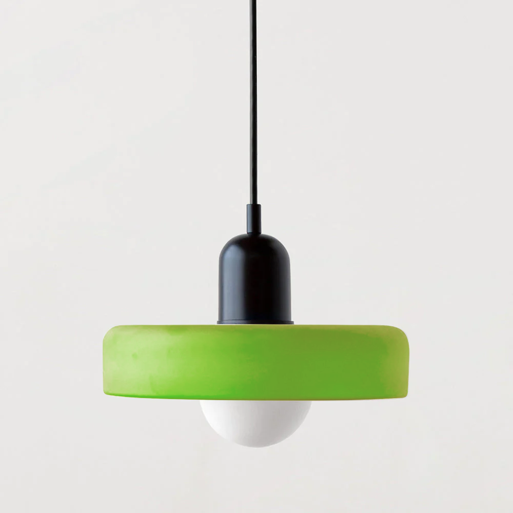 Colored Glass Pendant Light with Adjustable Cord for Dining Room & Living Room – Mid-Century Modern Geometric Hanging Fixture