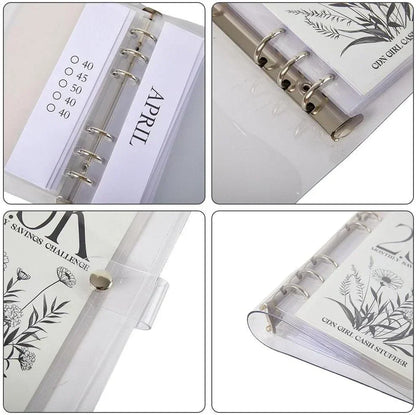 Year-Long Cash Envelope Budget Organizer Binder with Pockets for Monthly Savings Goals Personal Finance Tracker Ring Binder Waterproof