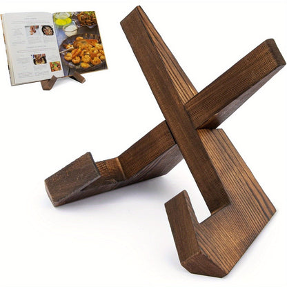 Soporte para libros de cocina Wesley: atril de madera ajustable, diseño rústico