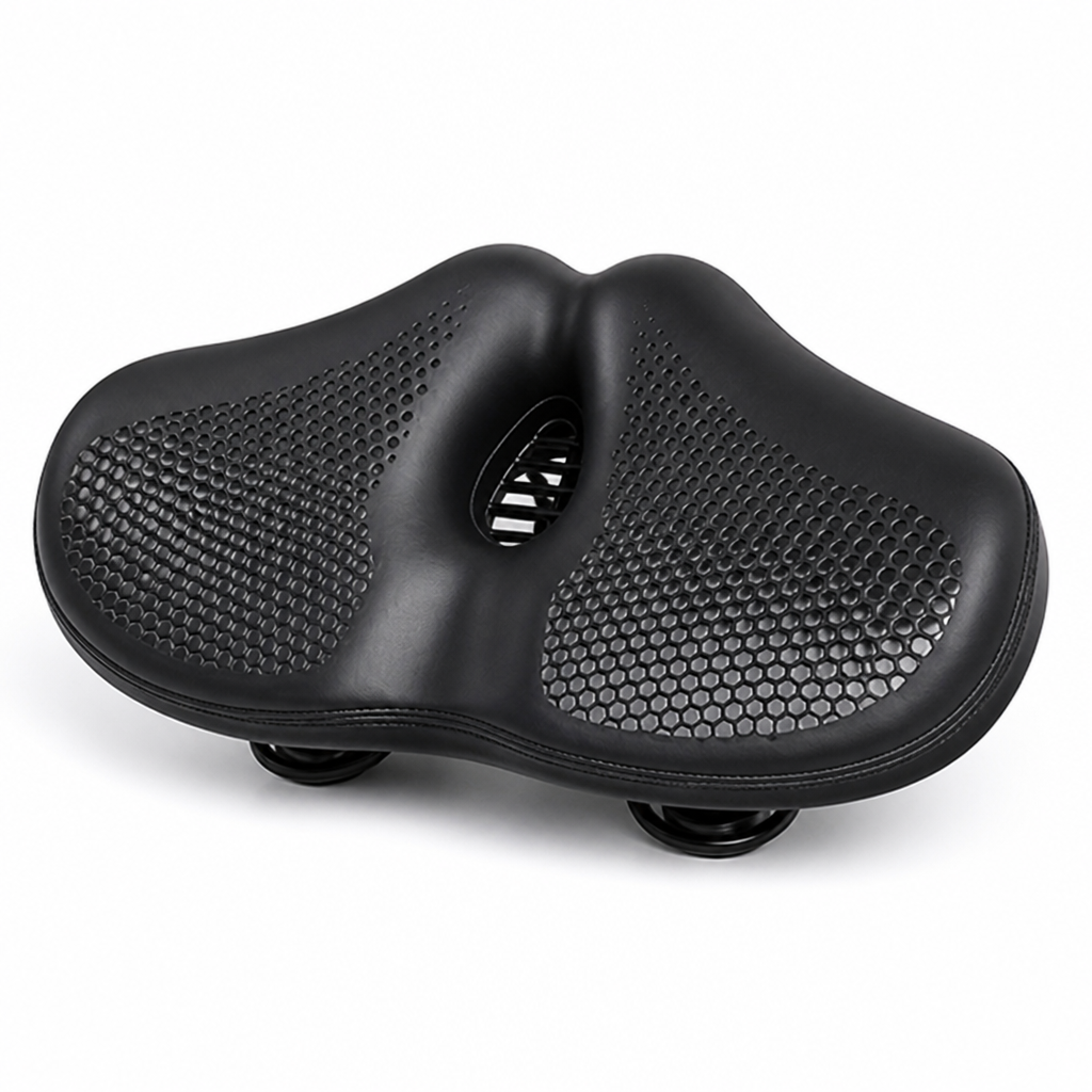 Noseless Extra-Wide Double-Spring Bike Saddle