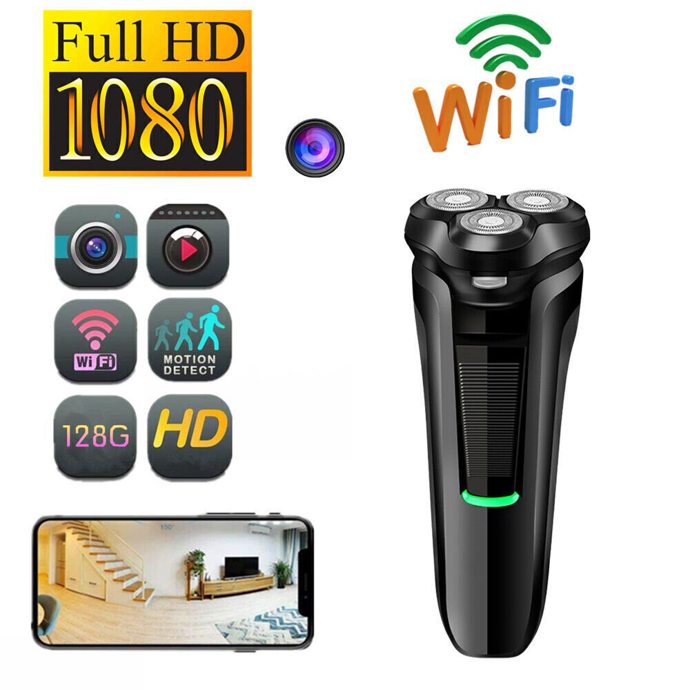 Compact Hidden Camera Disguised as Electric Shaver with 1080P Recording, WiFi Streaming & Motion Alerts for Home Security Monitoring