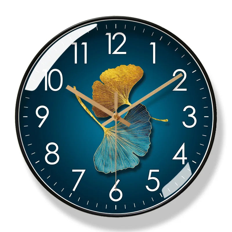 Silent Flower Wall Clock with Botanical Dial Design - Quiet Sweep Movement - Glass Cover & Metal Hands - Non-Ticking Timepiece