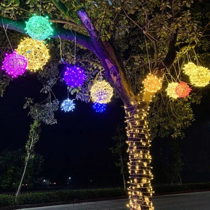 Esfera de luz LED tejida de 8 pulgadas, resistente a la intemperie, colgante para exteriores, ideal para patios, jardines, terrazas y fiestas, conectable, luz ambiental
