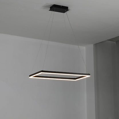 Multi-Tier Linear Suspension Fixture with Integrated LED, Adjustable Cable, Matte Black Metal Frame for Dining & Living Spaces