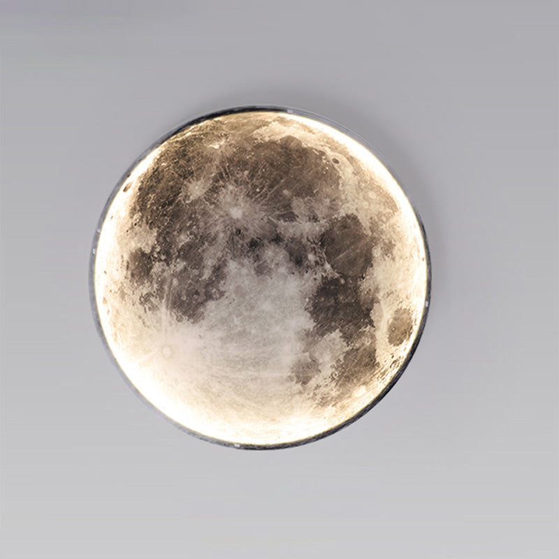 LED Moon Wall Sconce Dimmable Remote Control Light 9.4 Inch Diameter PVC Fixture for Bedroom Living Room Hallway Accent Lighting Three Color