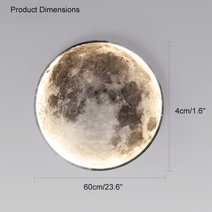LED Moon Wall Sconce Dimmable Remote Control Light 9.4 Inch Diameter PVC Fixture for Bedroom Living Room Hallway Accent Lighting Three Color