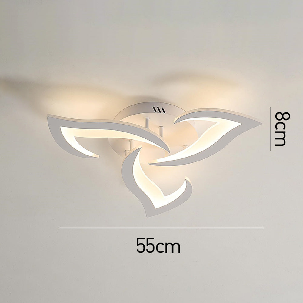 LED Flush Mount Light Fixture with Floral Layered Design for Bedroom, Entryway & Living Spaces | 22 in Black Metal Modern Low Profile Ambien