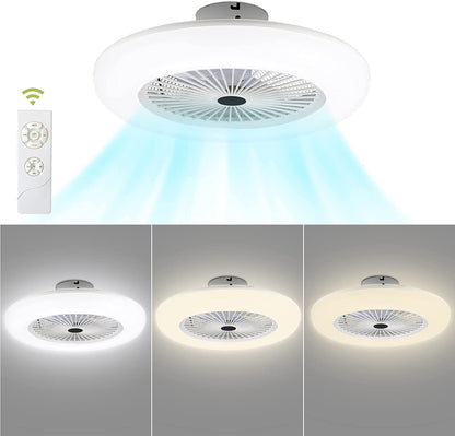80W Ceiling Fan Light Combo 10 Inch Remote Control 3 Speed LED Flush Mount with Timer for Bedroom Living Room