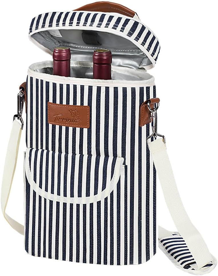 Bolsa térmica para vino con diseño acolchado | Enfriador a prueba de fugas para viajes y fiestas