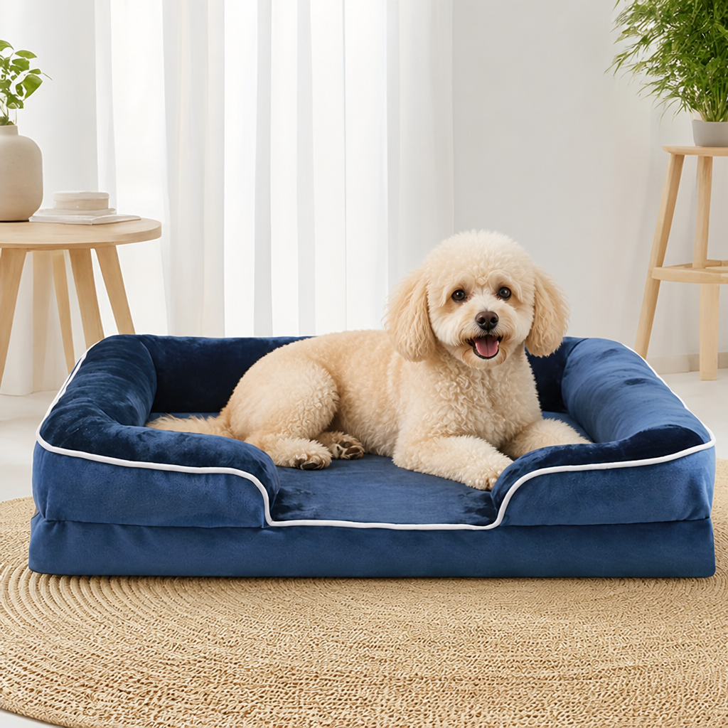 Ortekor Orthopedic Support Foam & Anti-Skid Bottom Dog Bed (Detachable Cover)