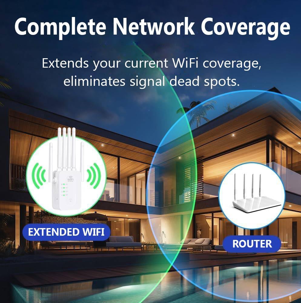 Extensor de WiFi | Extensor de alcance WiFi para exteriores con cobertura de largo alcance | Amplificador de señal resistente a la intemperie para el hogar y el jardín