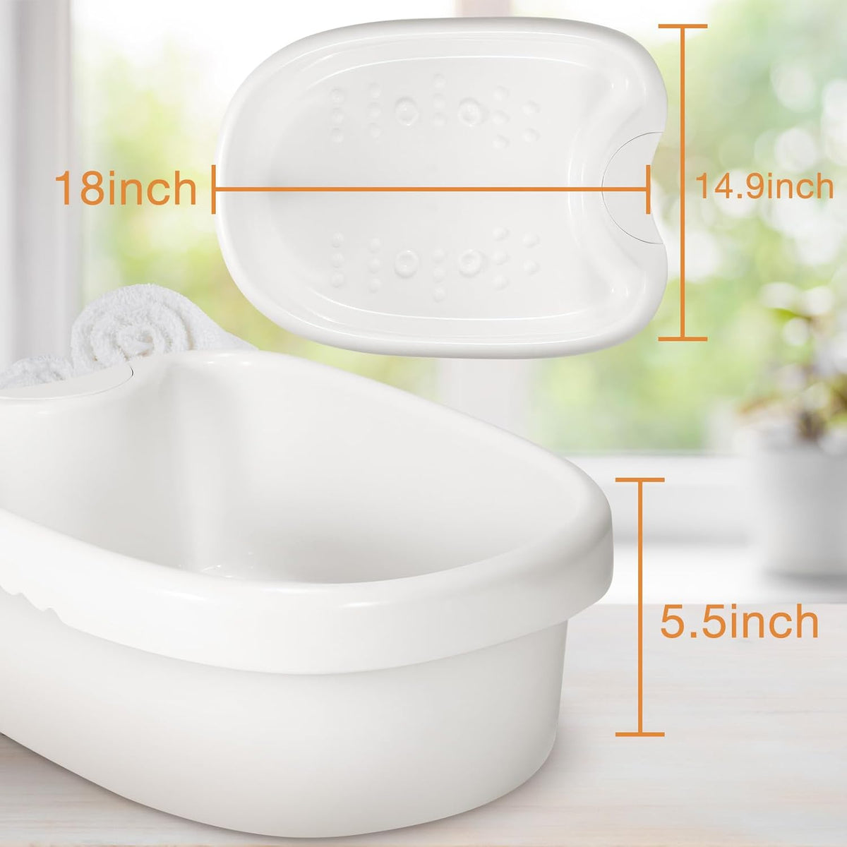 Foot Spa Soaking Basin Tub 3.2 Gallon Capacity with Ergonomic Handles ABS Plastic for Home Pedicure Salon Soak Bath