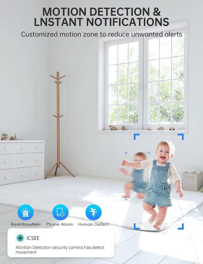 360° Motion-Tracking Security Camera with Two-Way Audio & Night Vision – Screw-In Design, HD Recording, App Control