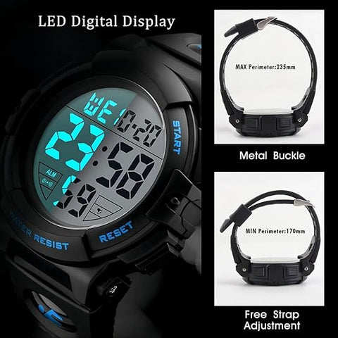 Reloj deportivo digital | Diseño resistente al agua con pantalla LED grande | Durabilidad de grado militar para aventuras al aire libre