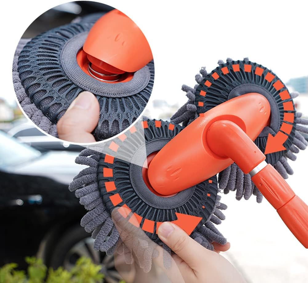 Telescoping Car Wash Brush with 360° Rotating Head & Extension Pole for Vehicles, RVs, Windows