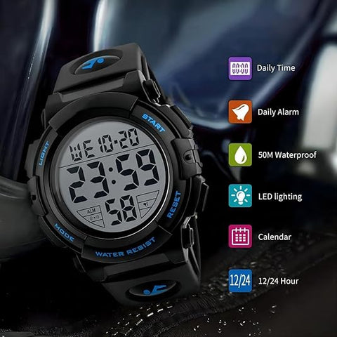 Reloj deportivo digital | Diseño resistente al agua con pantalla LED grande | Durabilidad de grado militar para aventuras al aire libre