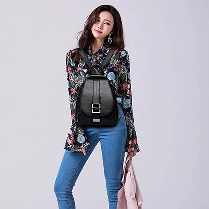 Women's Leather Backpack Purse | Convertible Shoulder Bag for Work & Travel | Handcrafted Premium Cowhide | Multi-Pocket Design