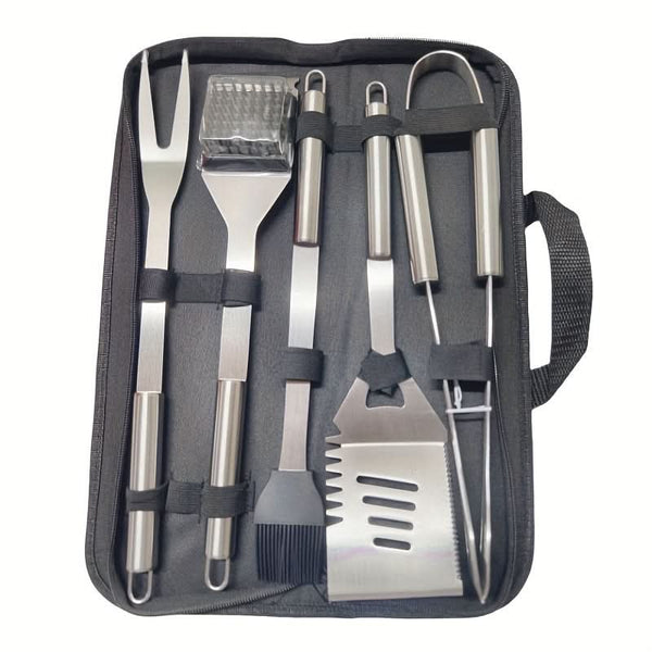 GRILLMASTER – Juego de herramientas para barbacoa de acero inoxidable con estuche de transporte