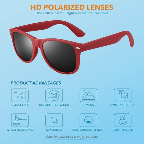 Gafas de sol polarizadas retro | Diseño clásico de los 80 con protección UV400 | Gafas elegantes para actividades al aire libre