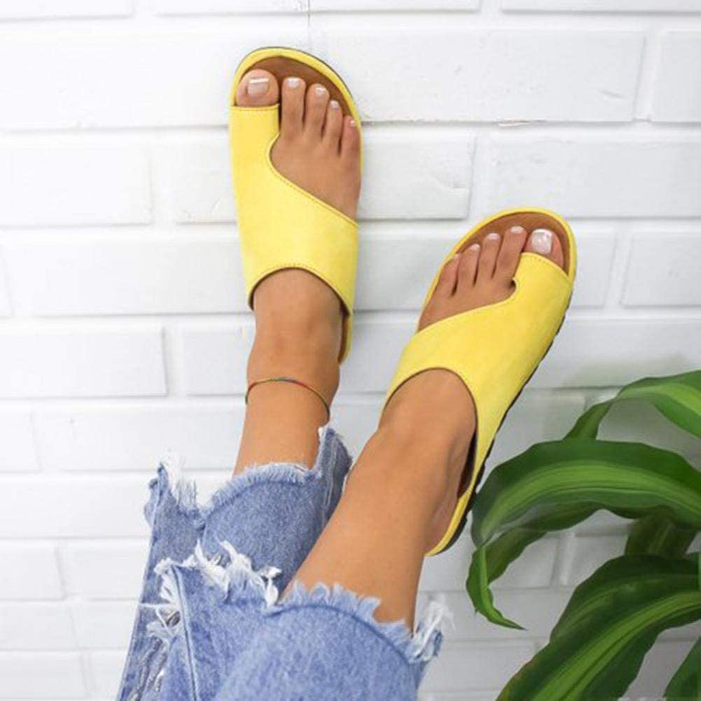 Women's Toe-Post Slip-On Sandals Foam Cushion Flat Comfort Footbed Faux Leather Open-Toe Summer Everyday