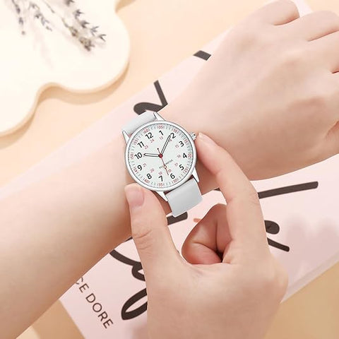 Ortekor Waterproof Nurse Watch with Clear Second Hand & Comfortable Silicone Band for Accurate Timekeeping