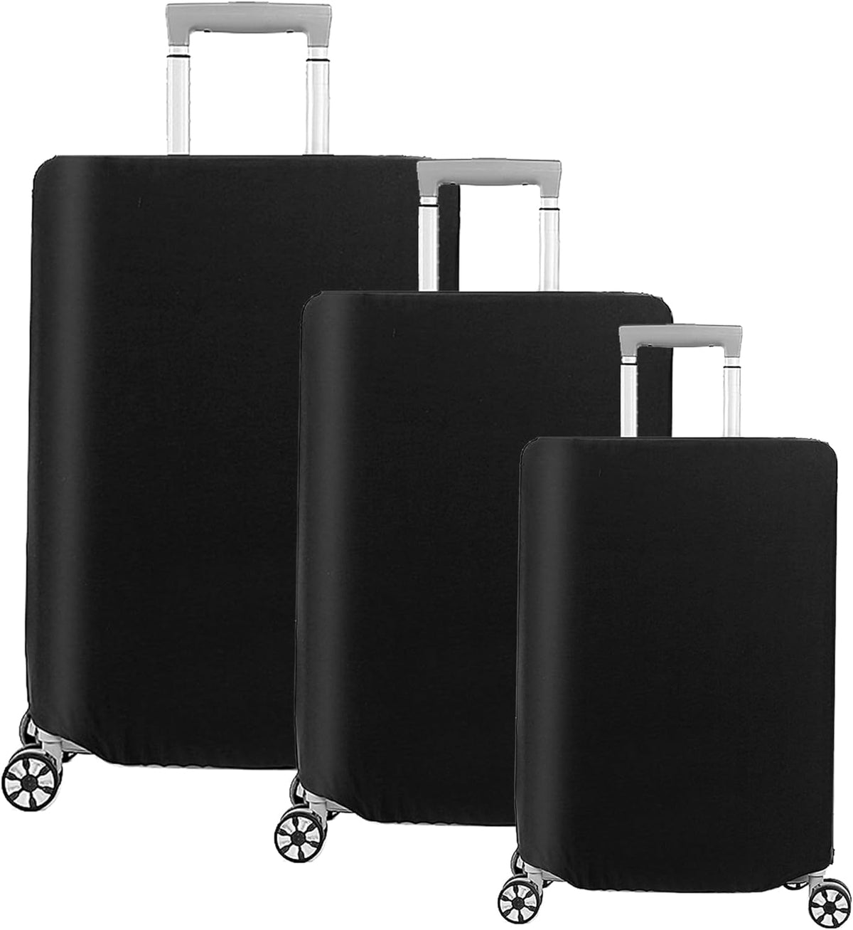 Suitcase Protector 3-Pack Set Elastic Travel Bag Sleeves Tear-Resistant Dust Shield for Carry-On Medium Large Luggage 19-30 Inch Black Hard