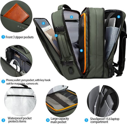 Convertible Carry-On Backpack with Laptop Compartment | Water-Resistant Travel Bag with Duffle Mode | Fits 17-Inch Laptop | Security Pocket