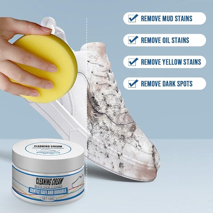 Footwear Restoration Cream for Sneakers, Leather Shoes, Boots – Deep Stain Remover for Scuffs, Dirt & Yellowing – Revitalizes All Shoe Types