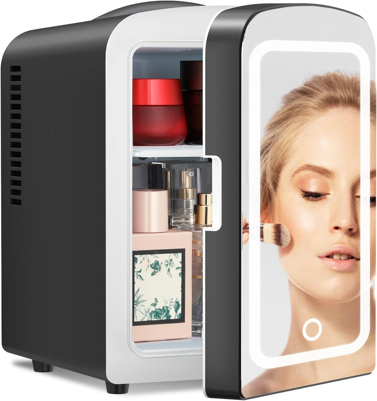 Mininevera compacta | Refrigerador portátil pequeño de 4 L con estantes ajustables | Ideal para medicamentos, cuidado de la piel, bebidas y aperitivos en el dormitorio, el coche o la oficina
