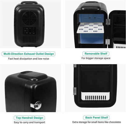 Mininevera con función de refrigeración y calefacción, refrigerador pequeño para productos de cuidado de la piel, mininevera portátil para dormitorio y coche