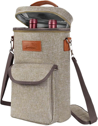 Bolsa térmica para vino con diseño acolchado | Enfriador a prueba de fugas para viajes y fiestas