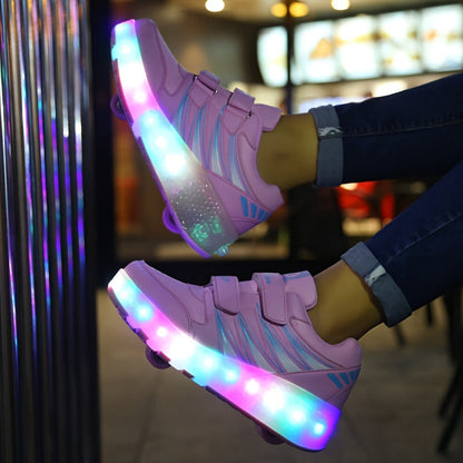 LED Light-Up Roller Sneakers for Kids | Detachable Wheels | Fun Glow Shoes for Girls & Boys
