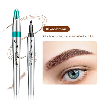 Four-Tip Brow Pen with Hair-Stroke Applicator for Natural Eyebrow Filling | Waterproof Long-Wear Makeup Tool