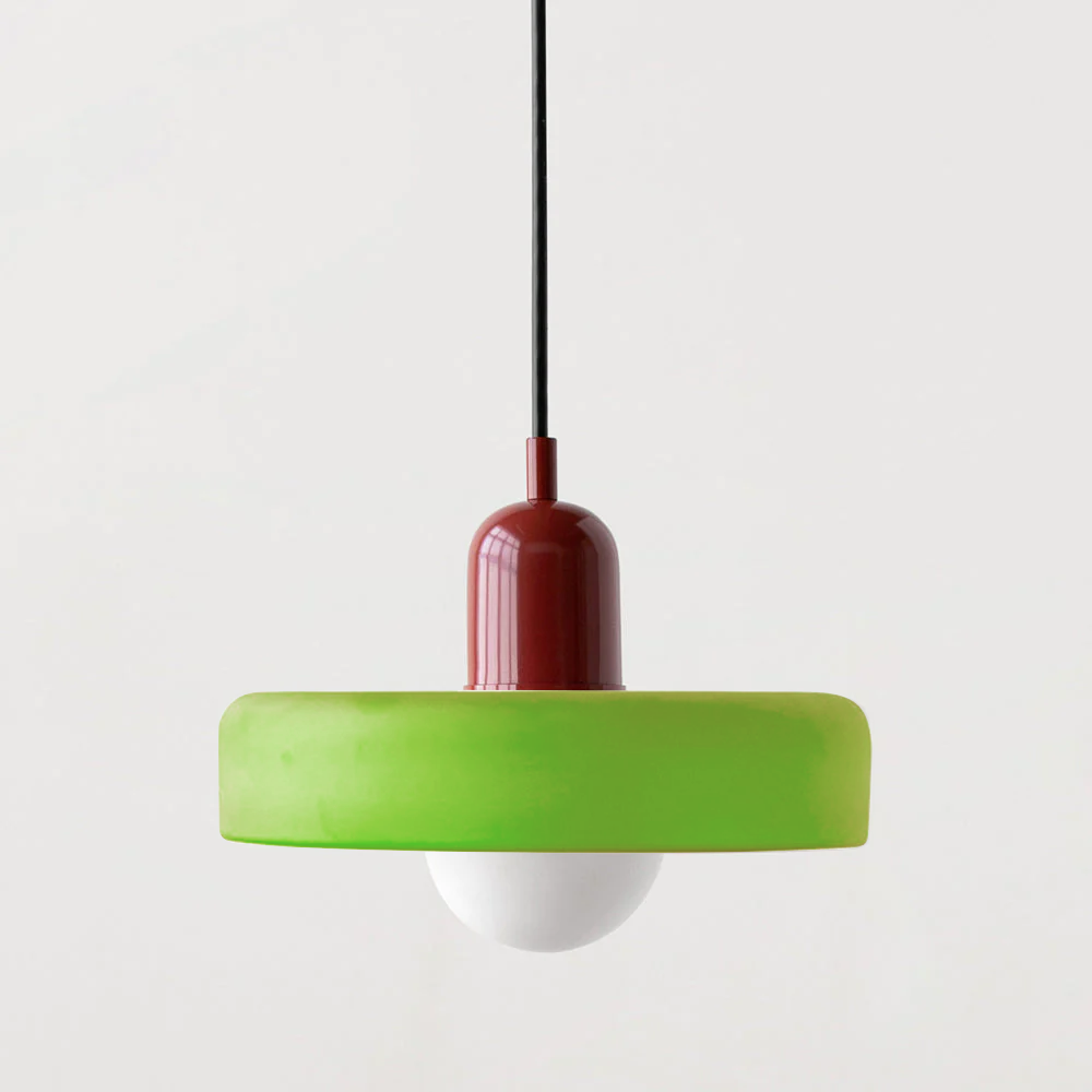 Colored Glass Pendant Light with Adjustable Cord for Dining Room & Living Room – Mid-Century Modern Geometric Hanging Fixture