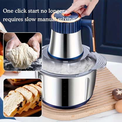 Electric Multi-Function Chopper 5 Liter Stainless Steel Bowl 6-Blade System for Meat Vegetables Herbs Onions Garlic Home Kitchen Appliance 5