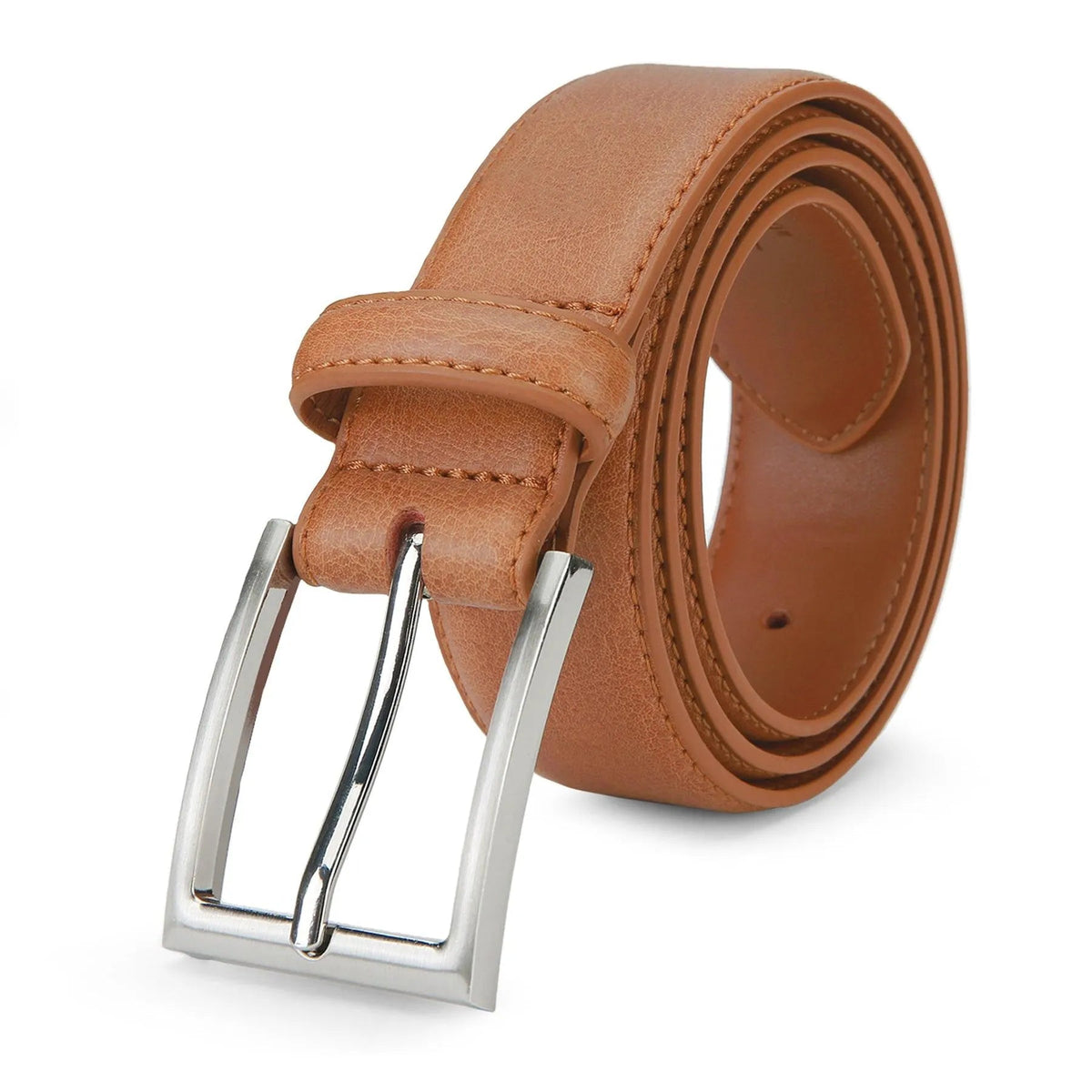 Genuine Leather Belt with Classic Pin Buckle for Men & Women – Versatile Dress Belt for Business & Casual Wear in 7 Colors & Waist Sizes 30-