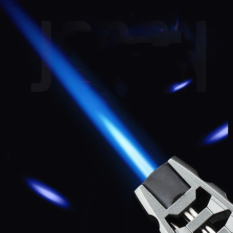 Refillable Butane Jet Flame Lighter with Carbon Fiber & Wood Finish for Outdoor Use, Camping, Cigars
