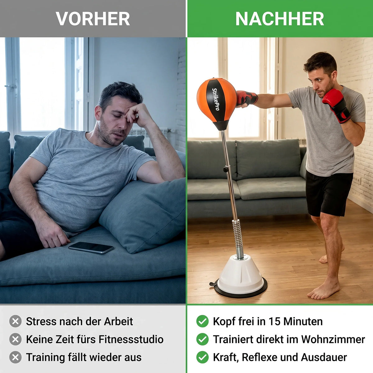Boxing Reflex Trainer Height-Adjustable Suction Base Includes Gloves