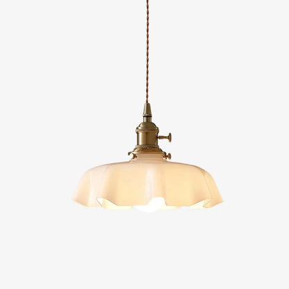 Overhead Fixture with Cream Glass Shade and Brass Hardware 10 Inches Diameter for Kitchen Island Dining Table Breakfast Bar Adjustable 39 In